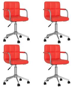 Obrotowe krzesła stołowe, 4 szt., czerwone, sztuczna skóra