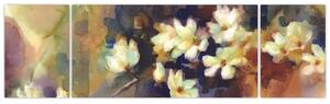 Obraz - Białe magnolie, malarstwo (170x50 cm)