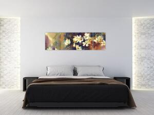 Obraz - Białe magnolie, malarstwo (170x50 cm)