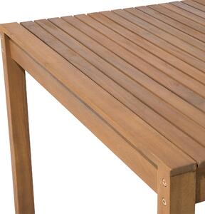 Zestaw ogrodowy drewniany stół i 6 krzeseł wózek barek jasne drewno Sassari Beliani