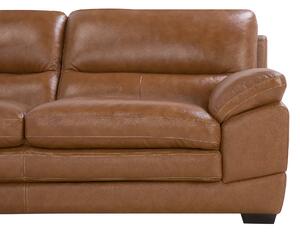 Komplet wypoczynkowy skórzany sofa i fotel w stylu retro brązowy Horten Beliani