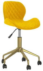 Obrotowe krzesło biurowe, żółte, obite aksamitem