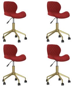 Obrotowe krzesła stołowe, 4 szt., winna czerwień, aksamitne