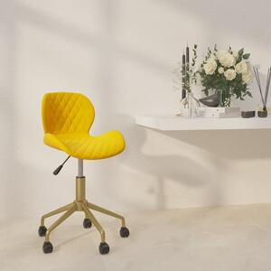 Obrotowe krzesło biurowe, żółte, obite aksamitem