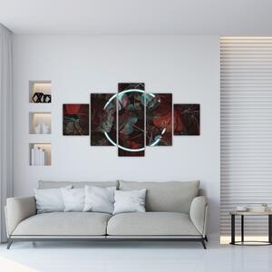 Obraz - Neonowe koło między palmami (125x70 cm)