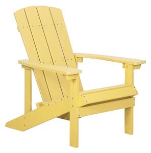 Krzesło imitacja drewna ogrodowe na ganek z podłokietnikami żółte Adirondack Beliani