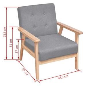 Zestaw wypoczynkowy: sofa i fotel, materiaÅowy, jasnoszary