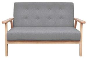 Zestaw wypoczynkowy: sofa i fotel, materiaÅowy, jasnoszary