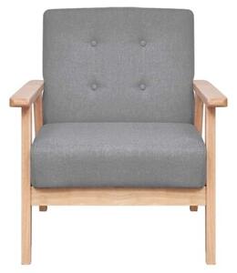 Zestaw wypoczynkowy: sofa i fotel, materiaÅowy, jasnoszary