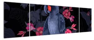 Obraz - Papuga wśród kwiatów (170x50 cm)