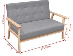 Zestaw wypoczynkowy: sofa i fotel, materiaÅowy, jasnoszary