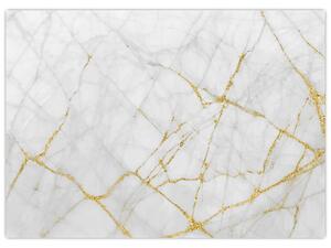 Obraz - Biało - złoty marmur (70x50 cm)