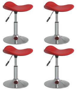 Krzesła stołowe, 4 szt., czerwone, chromowana stal i ekoskóra