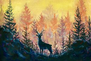 Tapeta artystyczne malarstwo leśne