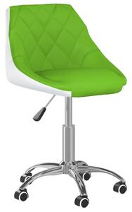 Obrotowe krzesło stołowe, zielono-białe, obite sztuczną skórą
