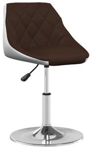 Krzesło stołowe, brązowo-białe, obite sztuczną skórą