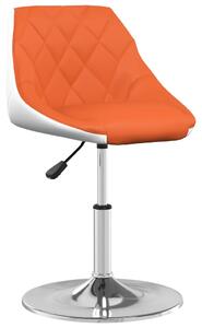 Krzesło stołowe, pomarańczowo-białe, obite sztuczną skórą