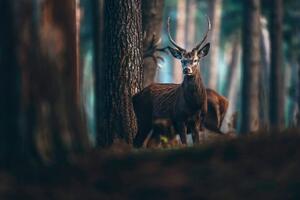 Fototapeta jeleń w lesie