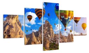 Obraz - Balony na ogrzane powietrze, Kapadocja, Turcja. (125x70 cm)