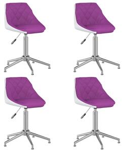 Obrotowe krzesła stołowe, 4 szt., fioletowo-białe, ekoskóra