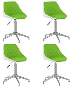 Obrotowe krzesła stołowe, 4 szt., zielono-białe, ekoskóra