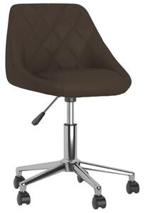 Obrotowe krzesło stołowe, brązowe, obite sztuczną skórą