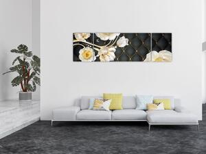 Obraz białych kwiatów róży (170x50 cm)