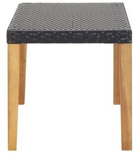 Ławka ogrodowa, 120 cm, czarna, polirattan i drewno akacjowe