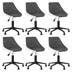 Obrotowe krzesła stołowe, 6 szt., szaro-białe, sztuczna skóra