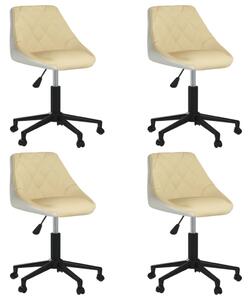 Obrotowe krzesła stołowe, 4 szt., kremowo-białe, sztuczna skóra