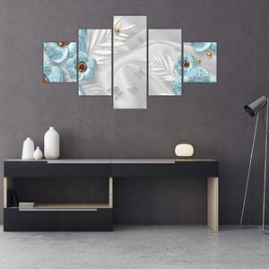 Obraz - 3D niebieskie kwiaty (125x70 cm)