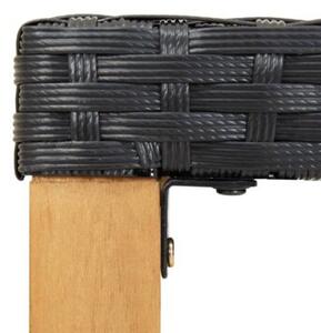 Ławka ogrodowa, 120 cm, czarna, polirattan i drewno akacjowe