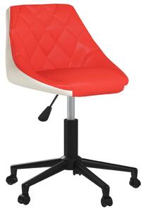 Obrotowe krzesło stołowe, czerwono-białe, sztuczna skóra