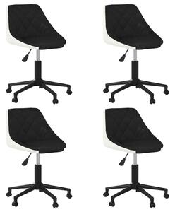 Obrotowe krzesła stołowe, 4 szt., czarno-białe, sztuczna skóra