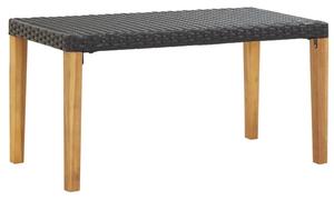 Ławka ogrodowa, 120 cm, czarna, polirattan i drewno akacjowe