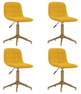 Obrotowe krzesła stołowe, 4 szt., musztardowe, obite aksamitem