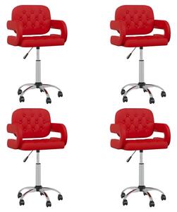 Obrotowe krzesła stołowe, 4 szt, winna czerwień, sztuczna skóra