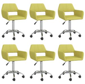Obrotowe krzesła stołowe, 6 szt., zielone, obite tkaniną
