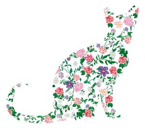 Tapeta kot z kwiatów