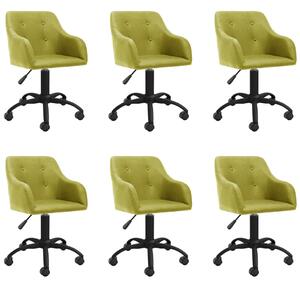 Obrotowe krzesła stołowe, 6 szt., zielone, obite tkaniną