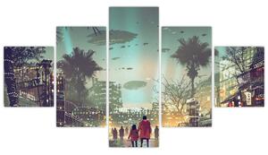 Obraz - miasto w przyszłości (125x70 cm)