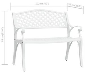 Ławka ogrodowa, 102 cm, odlew aluminium, biała