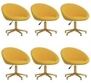 Krzesła stołowe, 6 szt., żółte, tapicerowane aksamitem