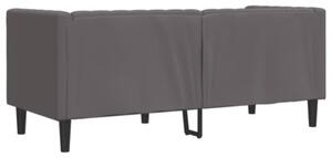 Sofa chesterfield, 2-os., szara, tapicerowana sztucznÄ skÃ³rÄ