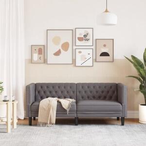 Sofa chesterfield, 2-os., szara, tapicerowana sztucznÄ skÃ³rÄ