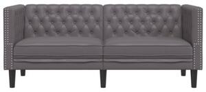 Sofa chesterfield, 2-os., szara, tapicerowana sztucznÄ skÃ³rÄ