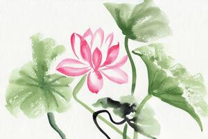 Samoprzylepna tapeta akwarela kwiat lotosu