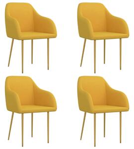 Krzesła stołowe, 4 szt., żółte, obite aksamitem