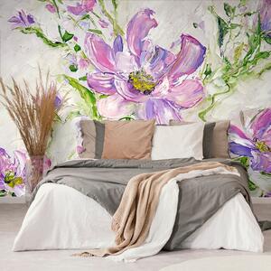Samoprzylepna tapeta malowane letnie kwiaty
