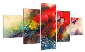 Obraz czerwonych papug Ara (125x70 cm)